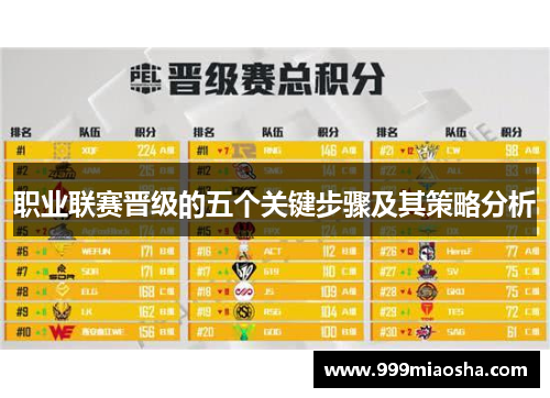 职业联赛晋级的五个关键步骤及其策略分析